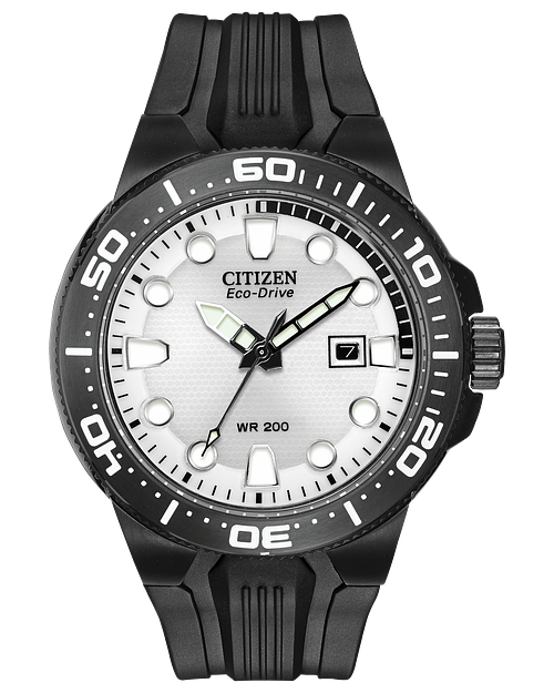 Scuba Fin Silver Tone Dial Polyurethane Strap BN0095 08A CITIZEN